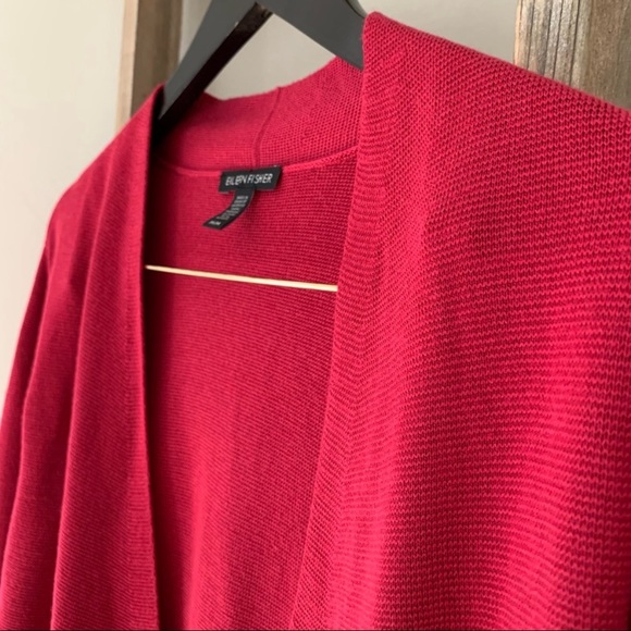 Eileen Fisher Tencel Silk Blend Angled Cardigan Radish Size Medium - Picture 7 of 15